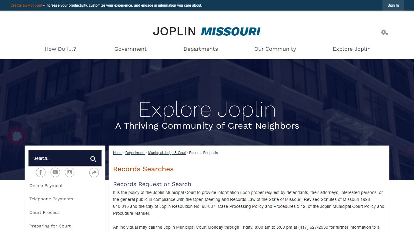 Records Searches | Joplin, MO - Official Website